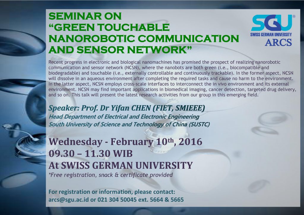 Flyer Seminar on Green Touchable Nanorobotic Communication and Sensor Network (Final)
